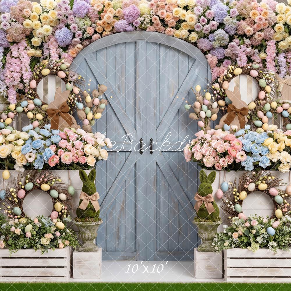 Kate Easter Bunny Flower Arch Pastel Eggs Backdrop Designed by Mini MakeBelieve