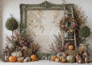 RTS Kate Fall Pumpkin Lantern Wreath Ladder Vintage Frame The Forgotten Copiary Printed Backdrop Designed by Ashley Ward (US ONLY)