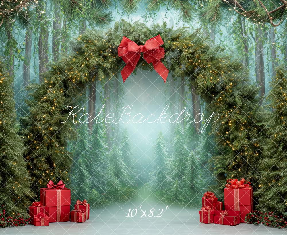 Kate Christmas Pine Arch Forest Presents Backdrop Designed by Patty Roberts