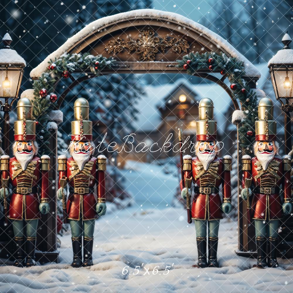 Kate Christmas Nutcracker Arch Forest Snow Backdrop Designed by Emetselch