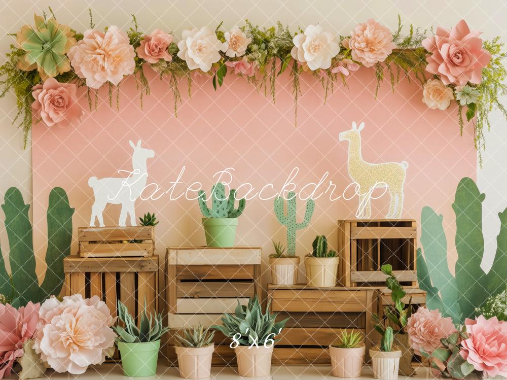 Kate Cactus Llama Flower Backdrop Designed by Patty Roberts