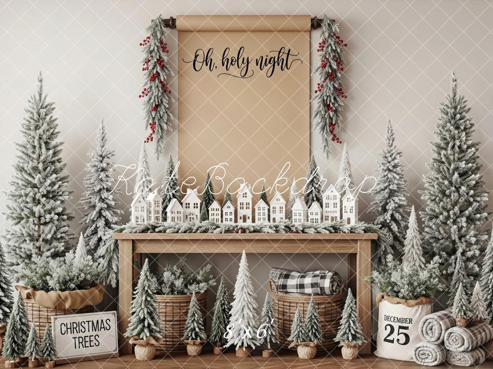 Kate Christmas Snowy Trees Garland Village Table Backdrop Designed by Patty Roberts