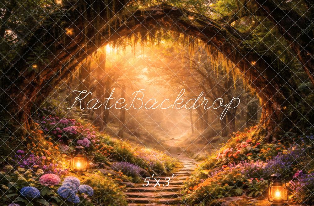 Kate Fairy Fantasy Forest Flower Arch Pathway Backdrop Designed by Vertigo Productions