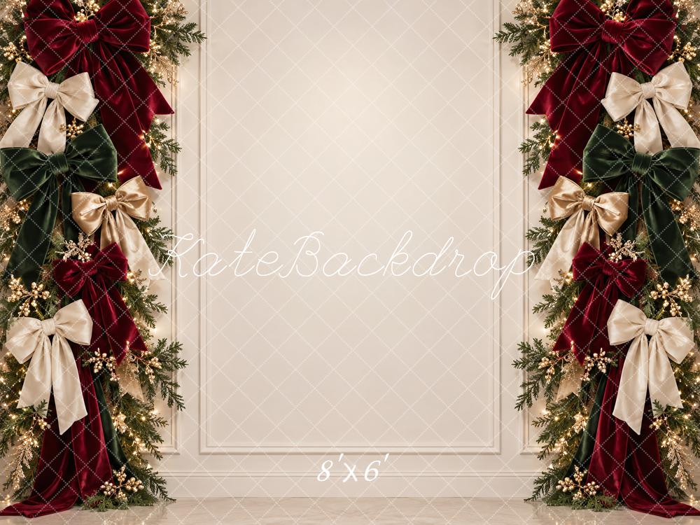 Kate Christmas Garland Bows Elegant Holiday Wall Printed Backdrop Designed by Vertigo Productions