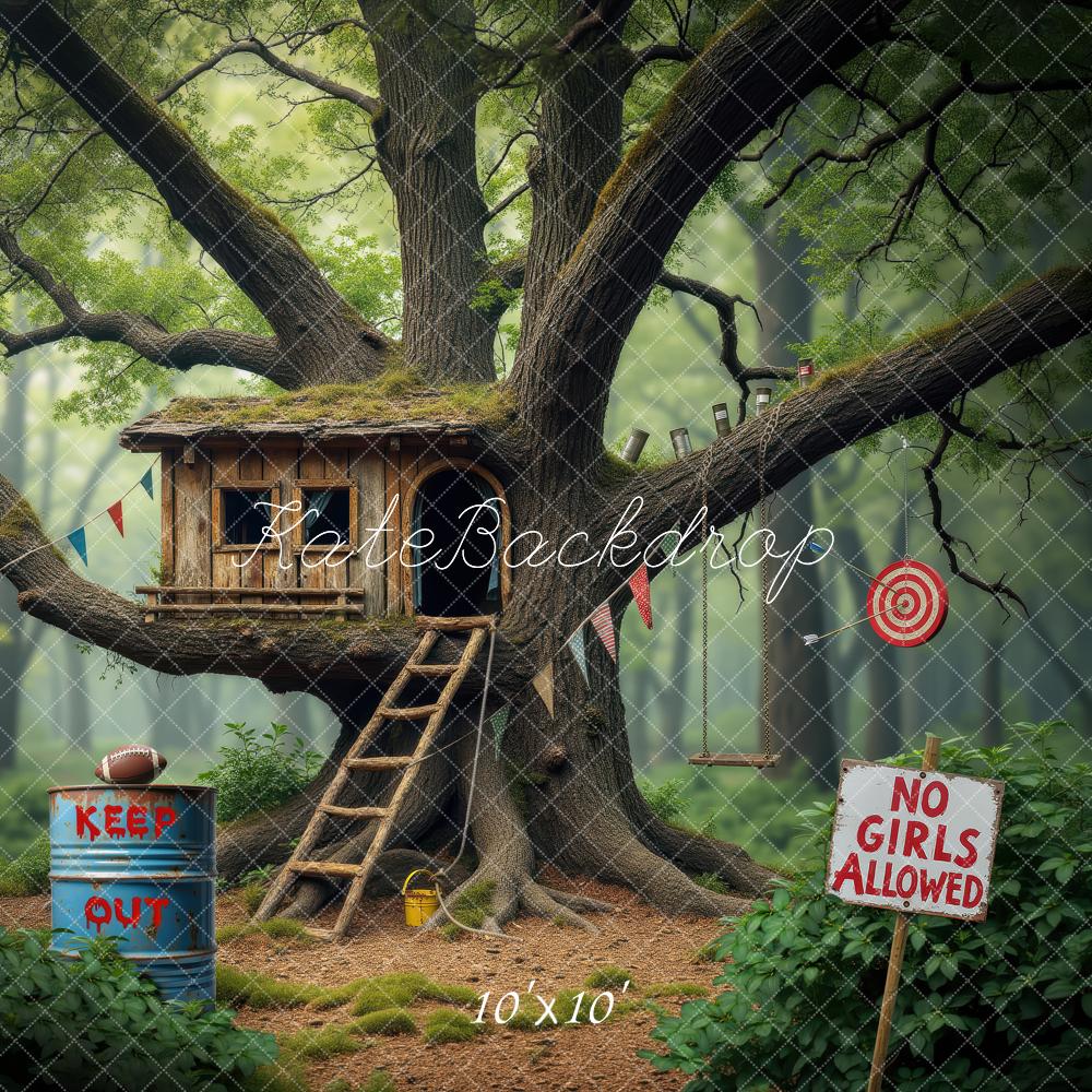 TEST Kate Summer Treehouse Forest Clubhouse Printed Backdrop Designed by Laura Bybee