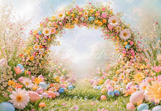 Kate Easter Spring Egg Flower Arch Outdoor Printed Backdrop Designed by Emetselch