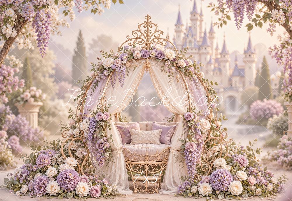 Kate Fairytale Princess Floral Carriage Lace Castle Loveseat Printed Backdrop Designed by Emetselch