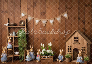 Kate Easter Bunny Wooden Wall Shelf House Printed Backdrop Designed by Patty Roberts