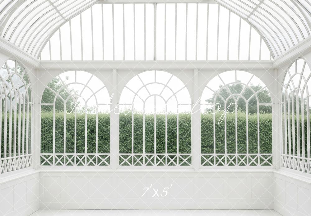 Kate White Conservatory Glass Arched Windows Printed Backdrop Designed by Patty Roberts