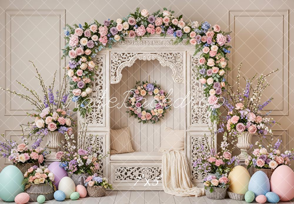 Kate Easter Bunny Flower Arch Pastel Eggs Backdrop Designed by Patty Roberts
