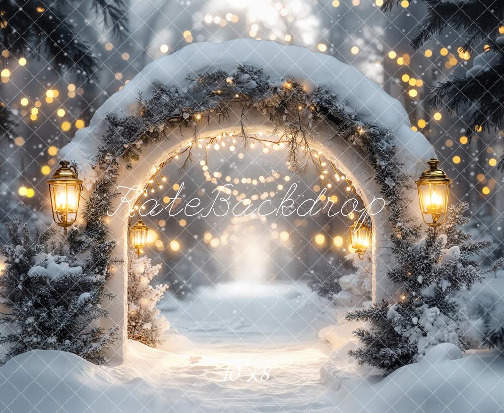 Lanteras de Nieve en Arco de Navidad Luces de Hadas Fondo Diseñado por Emetselch