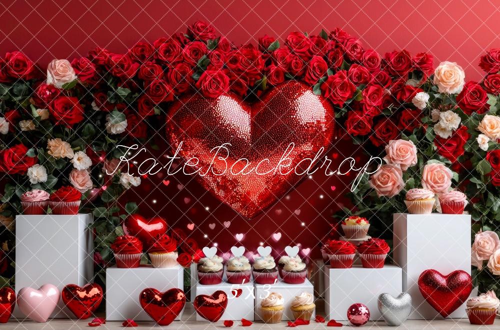 Sfondo Disco Rosso Cuore di Rose Designed by Mini MakeBelieve