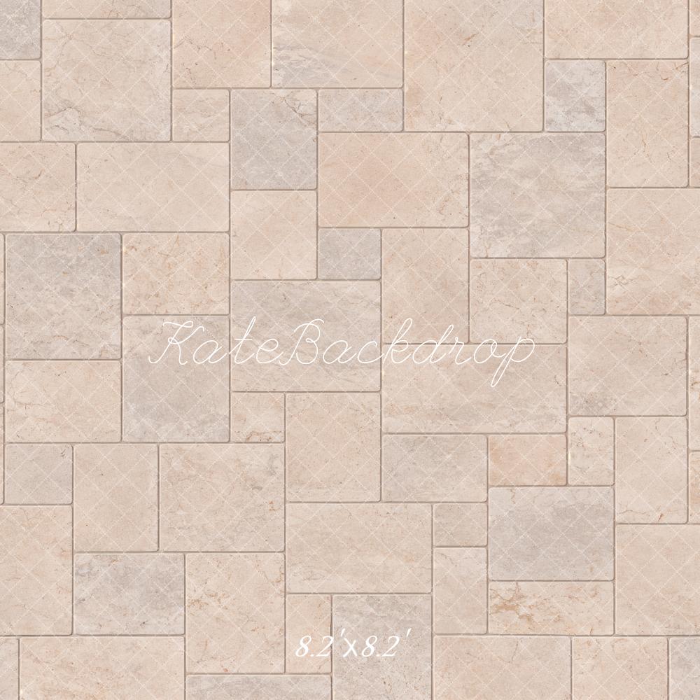 Kate Beige Marble Tile Floor Printed Backdrop Designed by Emetselch