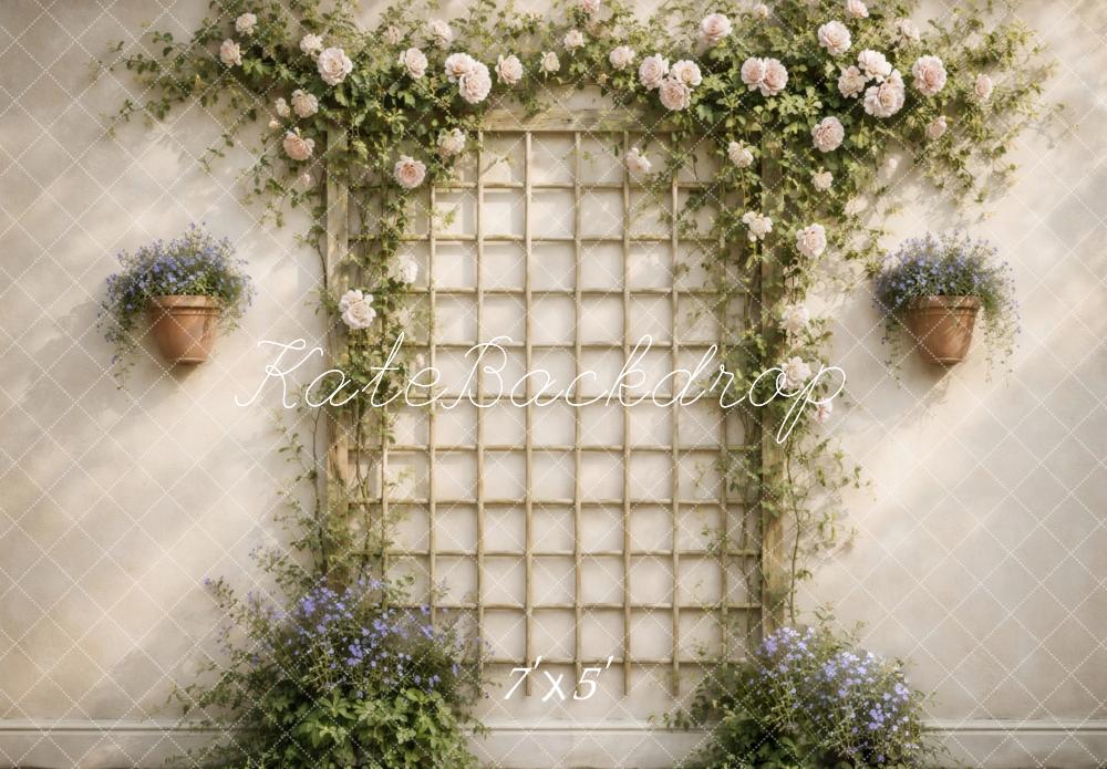 Kate Spring Floral Trellis Garden Wall Printed Backdrop Designed by Vertigo Productions