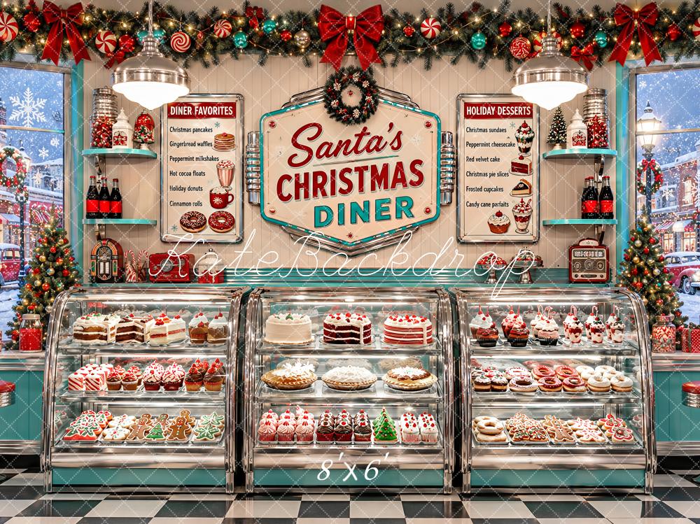 Kate Christmas Retro Diner Dessert Counter Printed Backdrop Designed by Ashley Paul