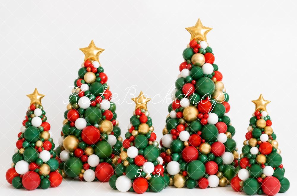 Kate Christmas Balloon Christmas Trees Kids Printed Backdrop Designed by Megan Leigh Photography