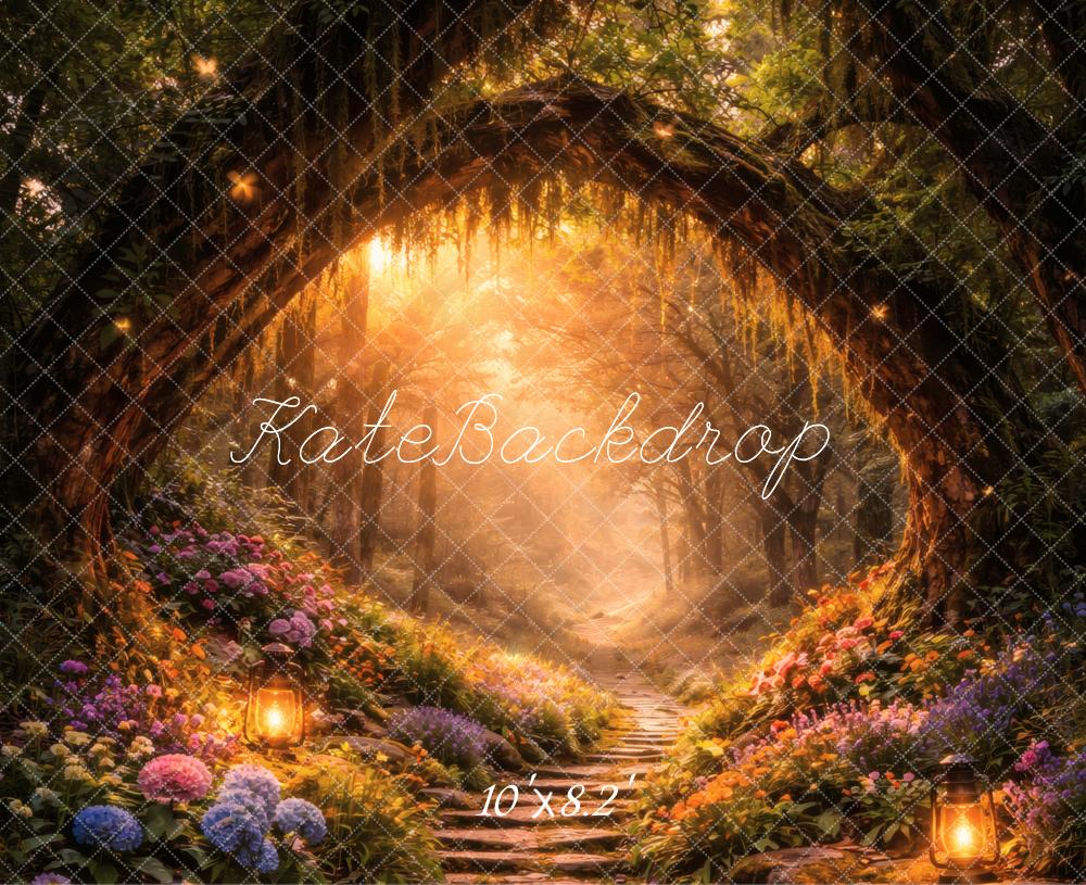 Kate Fairy Fantasy Forest Flower Arch Pathway Backdrop Designed by Vertigo Productions