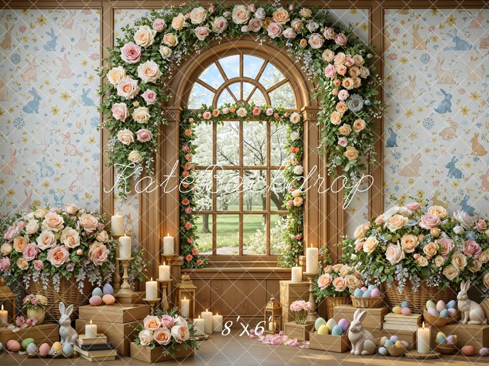 Kate Easter Bunny Flower Arch Window Eggs Backdrop Designed by Mini MakeBelieve