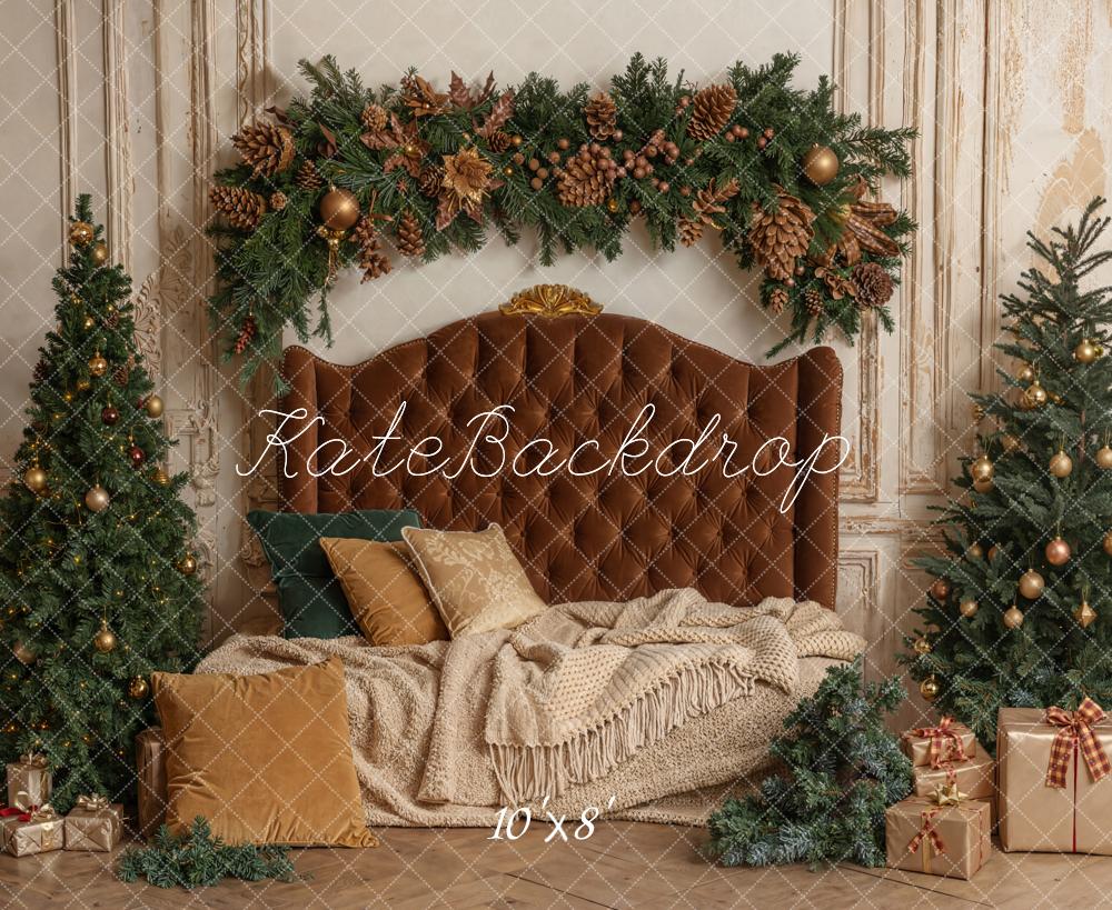 Kate Christmas Tree Headboard Upholstered Garland Backdrop Designed by Emetselch