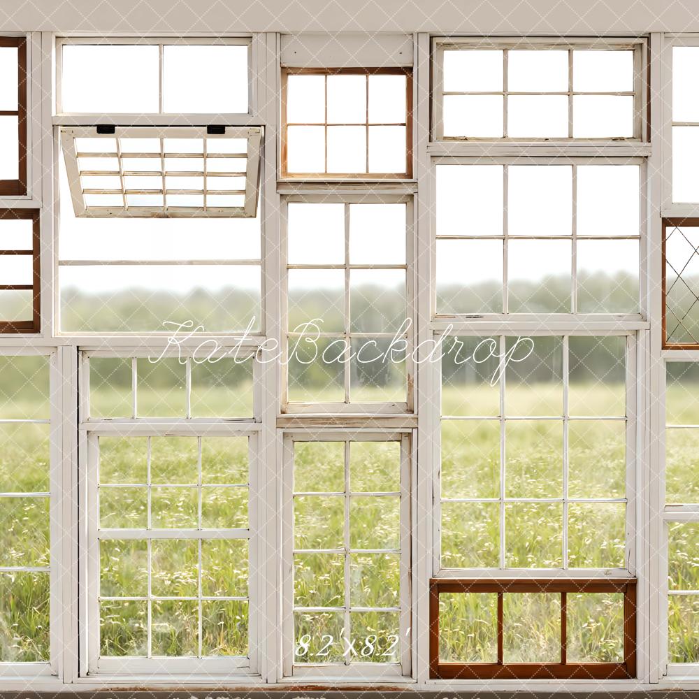 Kate Vintage Window Pane Field Printed Backdrop Designed by Mini MakeBelieve