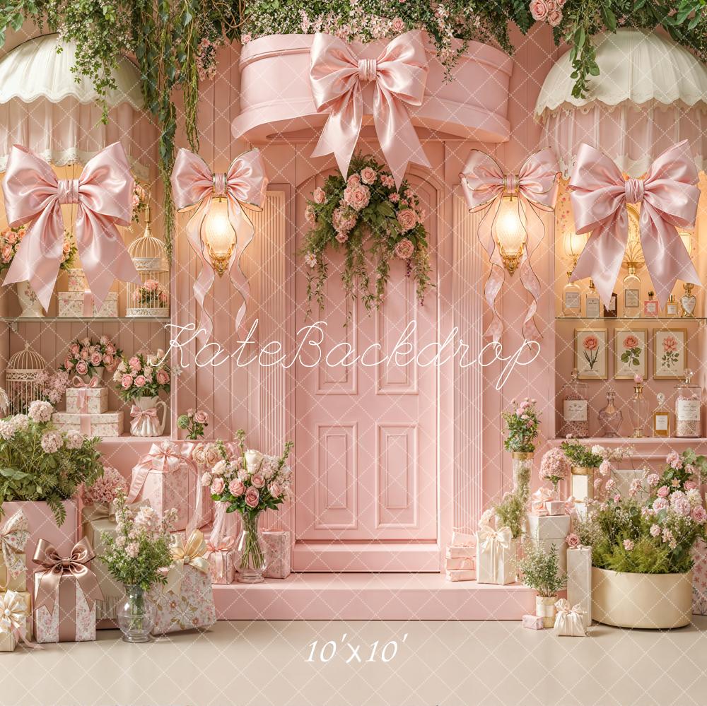 Kate Spring Pink Bow Flower Arch Gift Bows Door Backdrop Designed by Emetselch