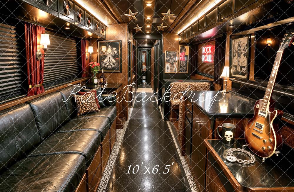 Kate Rock And Roll Tour Bus Interior Guitar Printed Backdrop Designed by Mini MakeBelieve