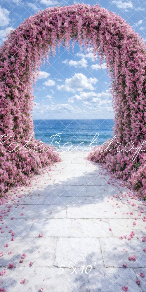 Kate Sweep Summer Flower Arch Ocean Pathway Printed Backdrop Designed by Vertigo Productions