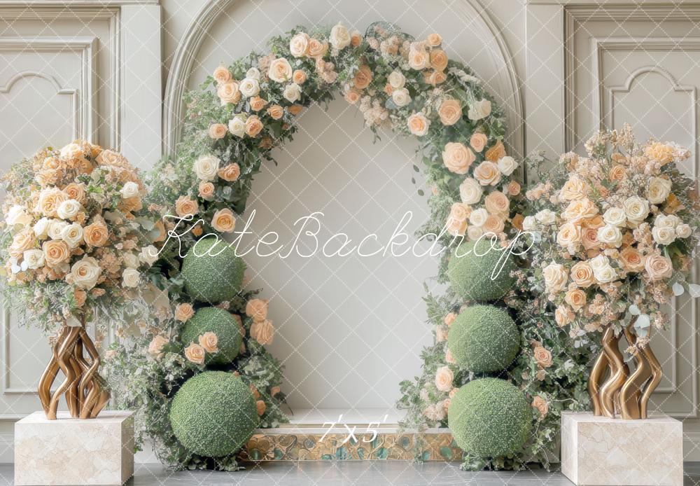 Elegant Blush Rose Garden Backdrop