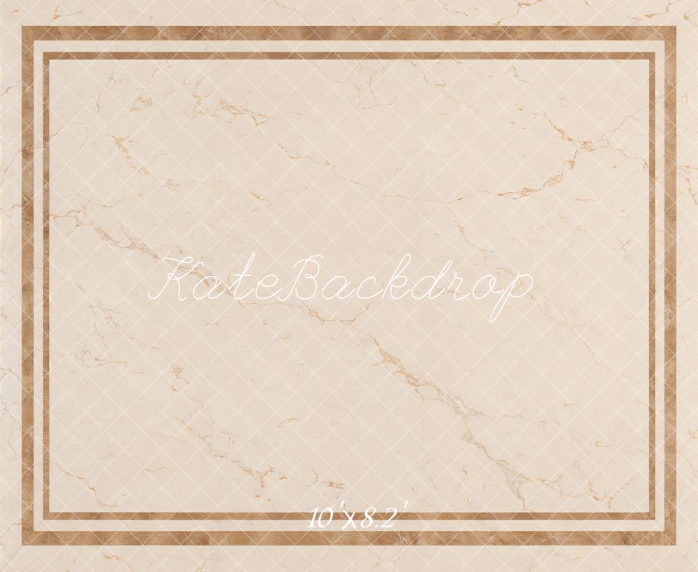 Kate Beige Marble Border Floor Printed Backdrop Designed by Emetselch