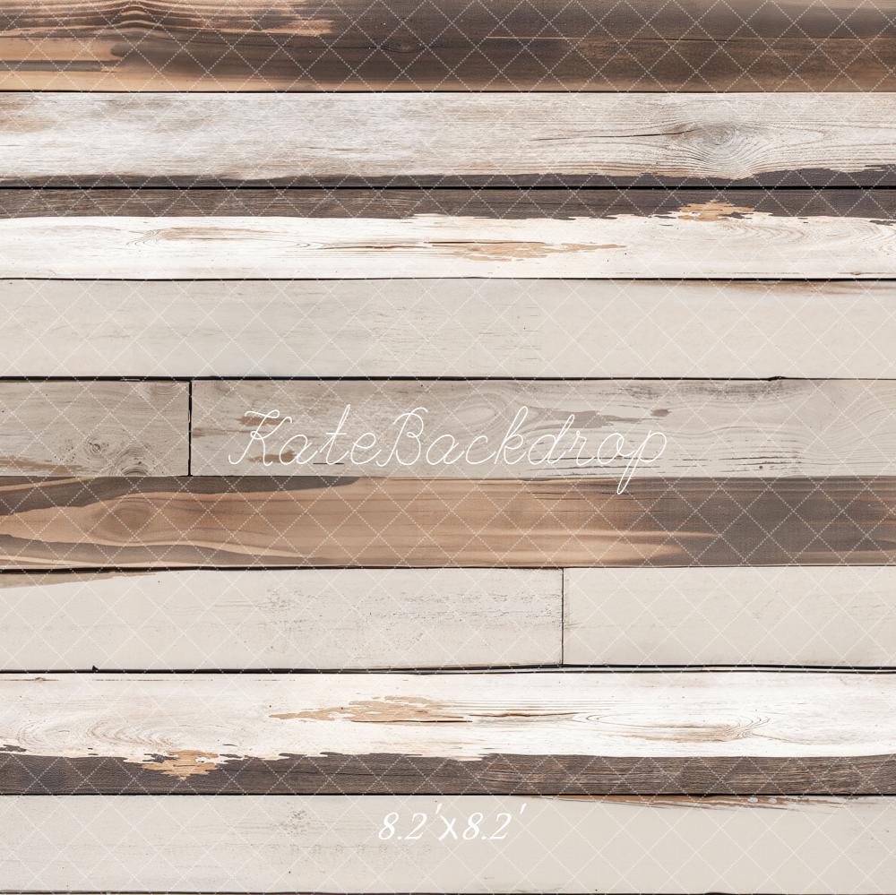 Kate Light Brown White Retro Wood Floor Backdrop Designed by Emetselch