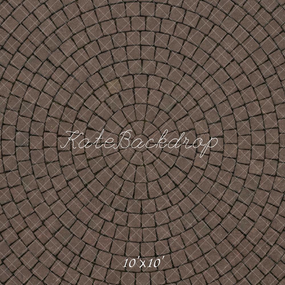 Kate Brown Cobblestone Pattern Floor Backdrop Designed by Mini MakeBelieve