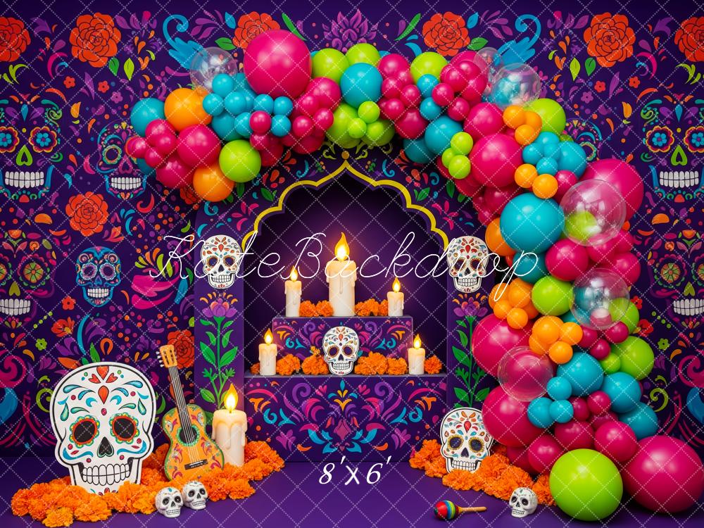 Kate Day Of The Dead Sugar Skulls Candle Balloon Arch Backdrop Designed by Patty Roberts