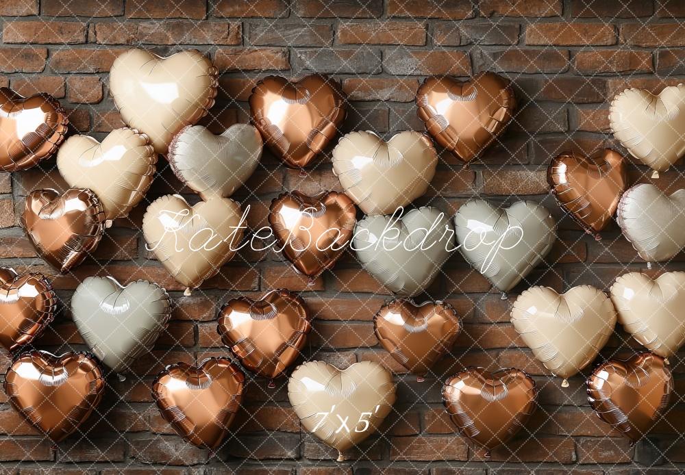 Kate Celebration Heart Balloons Brick Wall Backdrop Designed by Mini MakeBelieve