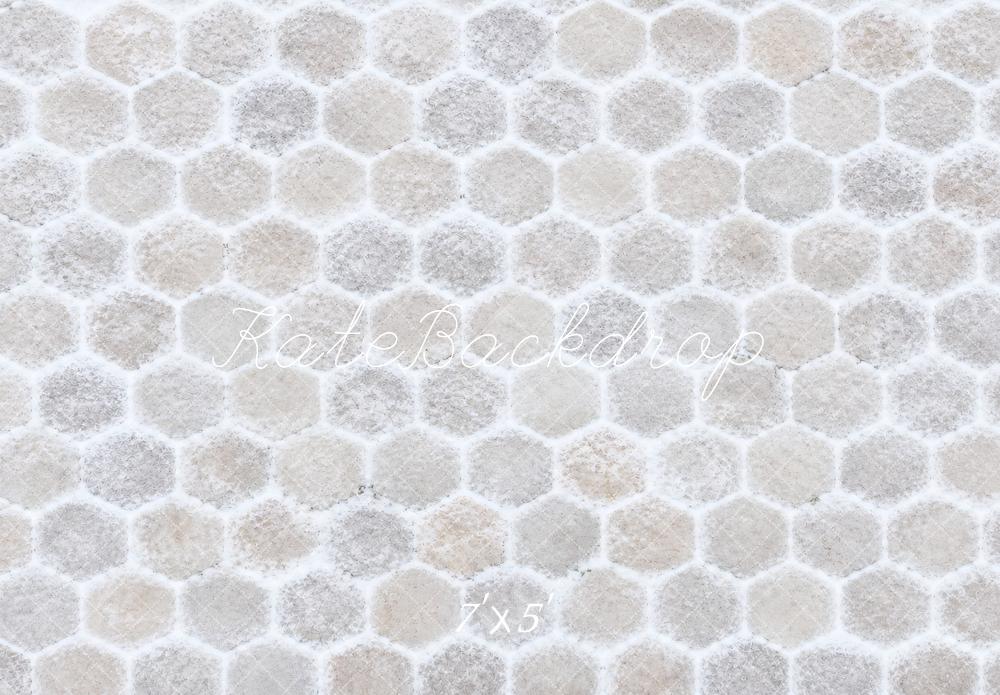 Kate White Hexagon Stone Floor Printed Backdrop Designed by Vertigo Productions
