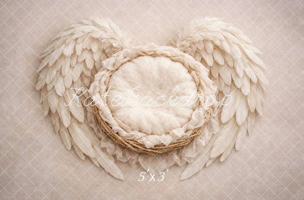 TEST Kate Newborn Cream Angel Wings Nest Printed Backdrop Designed by Vertigo Productions