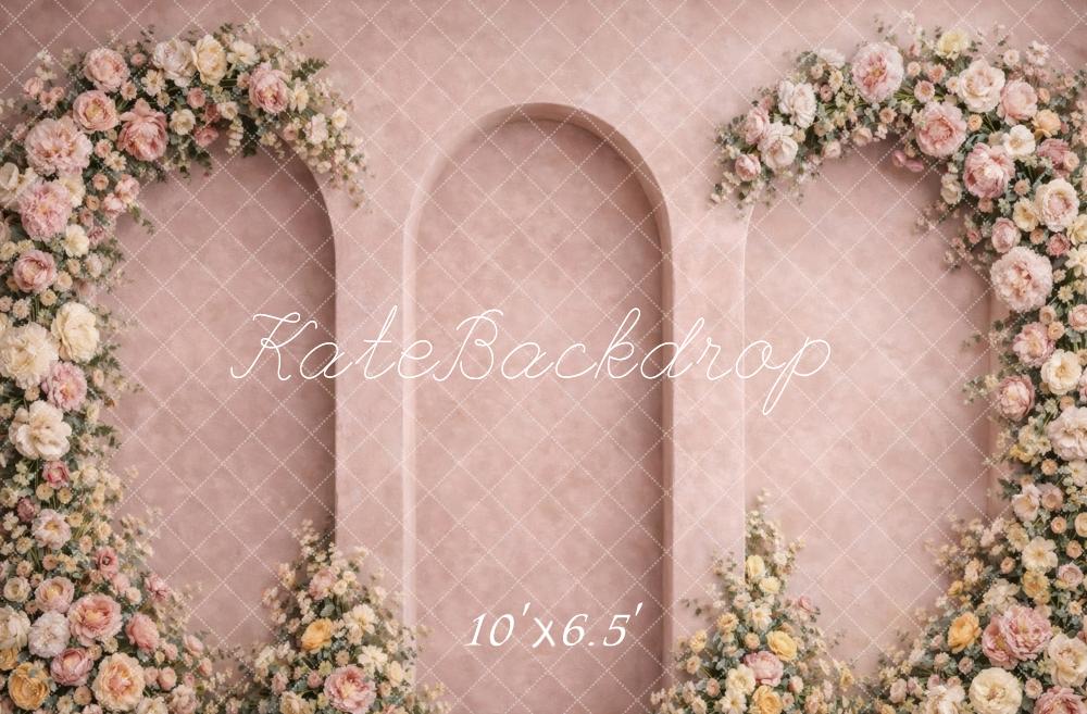 Kate Spring Flower Arch Pink Arched Wall Printed Backdrop Designed by Vertigo Productions