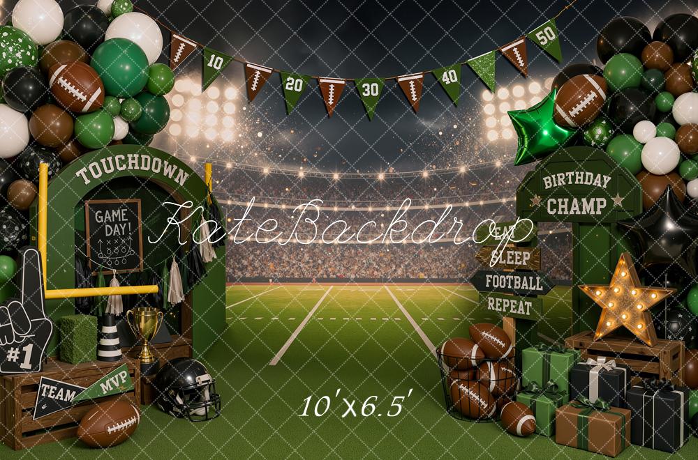Kate Sports Football Birthday Stadium Balloons Gifts Printed Backdrop Designed by Shutter Swan Studios