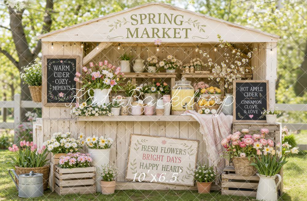 Kate Spring Flower Market Rustic Booth Outdoor Printed Backdrop Designed by Emetselch