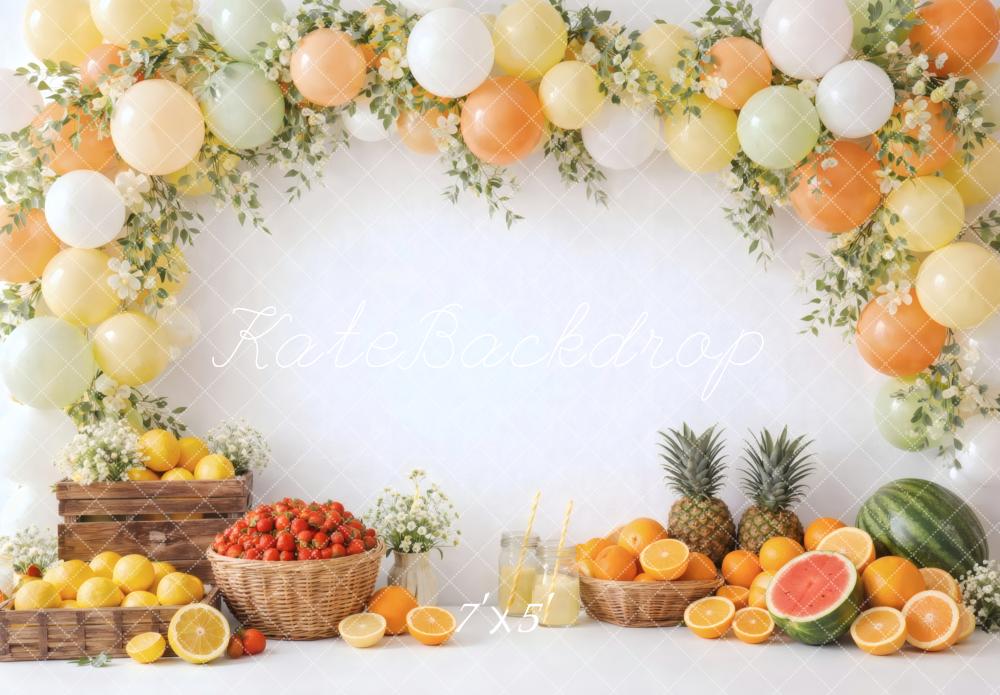 Kate Summer Fruit Crates Balloon Garland Printed Backdrop Designed by Vertigo Productions