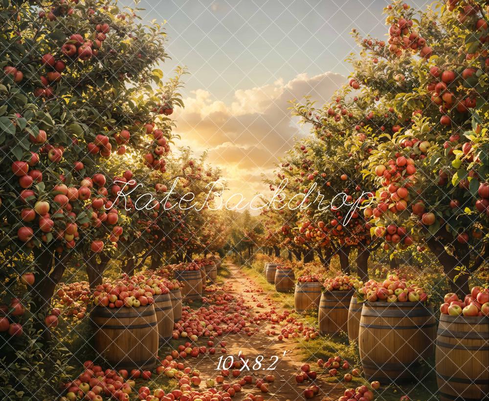Golden Autumn Apple Orchard Backdrop