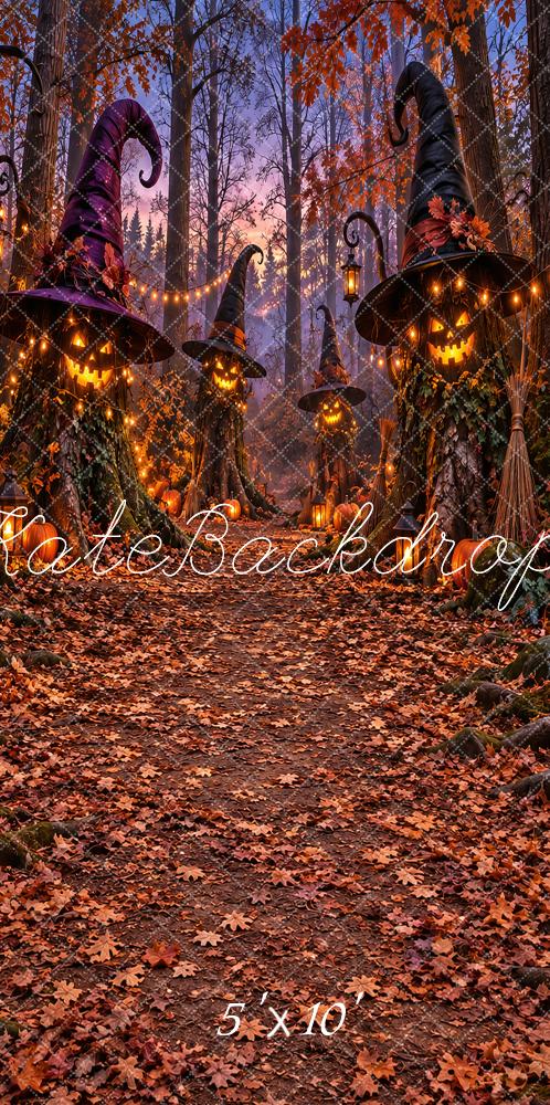 Kate Sweep Halloween Witch Hat Pumpkin Forest Printed Backdrop Designed by Vertigo Productions