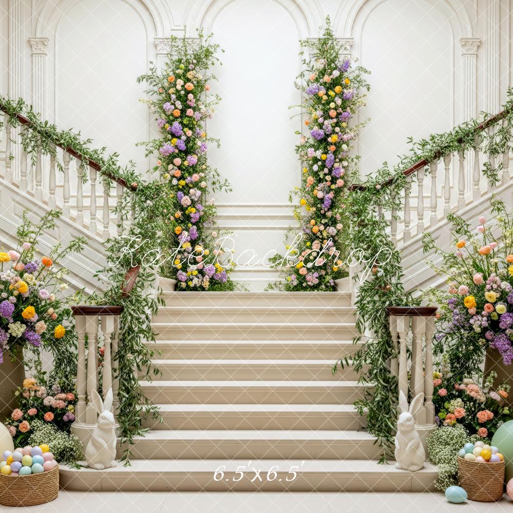 Kate Easter Cascading Stairs Floral Eggs Backdrop Designed by Patty Roberts
