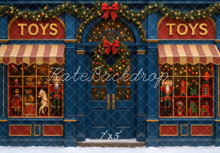 Kate Christmas Toy Store Wreath Nutcracker Printed Backdrop Designed by Megan Leigh Photography