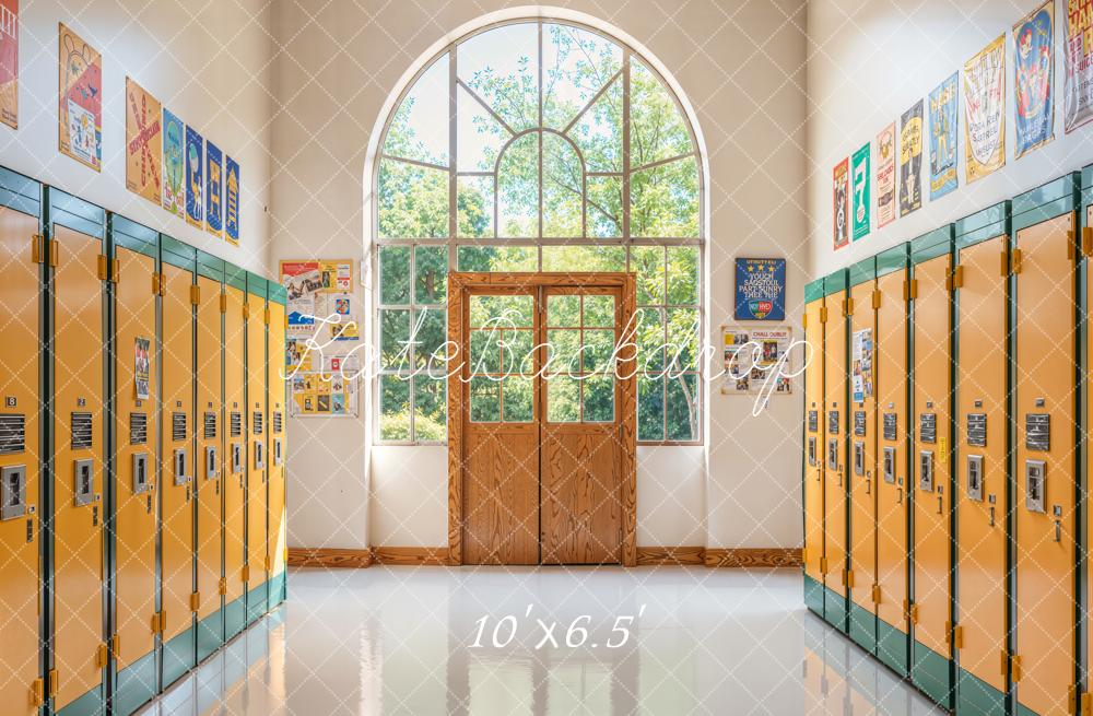 Kate Back to School Yellow Lockers Hallway Backdrop Designed by Emetselch