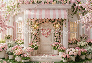 Kate Spring Pink Flower Arch Porch Entrance Printed Backdrop Designed by Emetselch