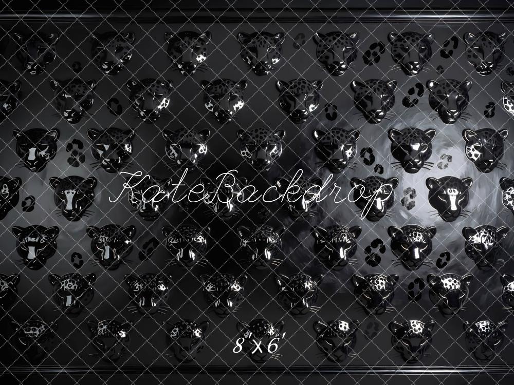 Kate Black Leopard Head Pattern Backdrop Designed by Mini MakeBelieve