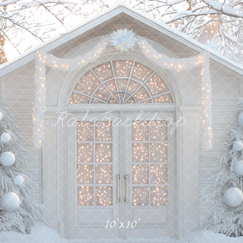Kate Christmas Winter Wonderland White Greenhouse Snow Backdrop Designed by Mini MakeBelieve