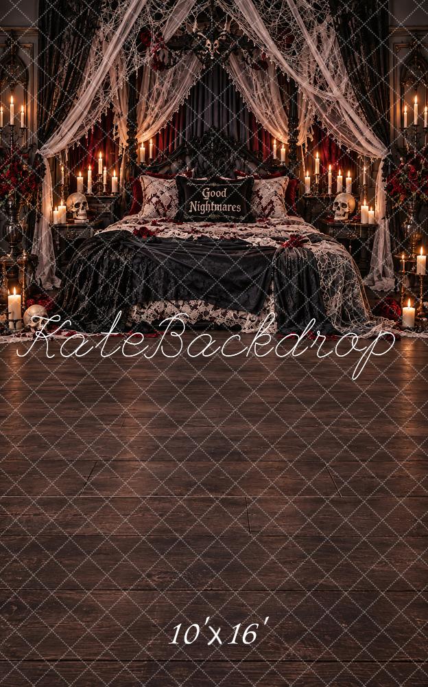 Kate Sweep Halloween Gothic Skull Canopy Bed Printed Backdrop Designed by Vertigo Productions