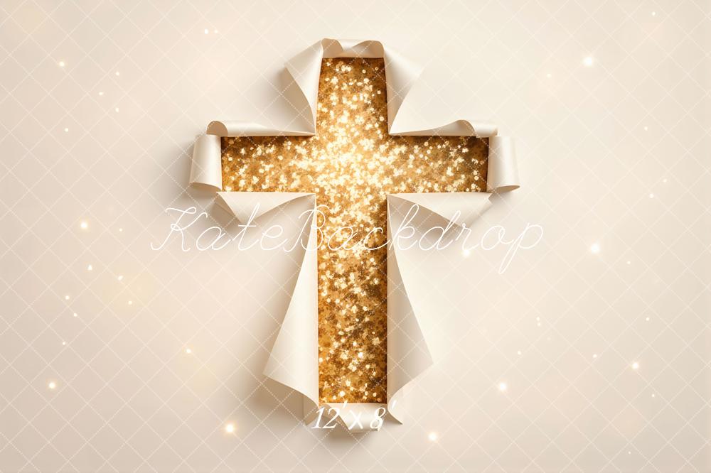 Kate Gold Glitter Cross Cutout Backdrop Designed by Mini MakeBelieve