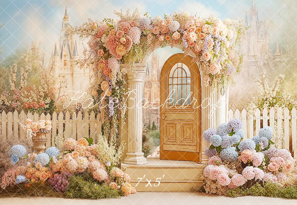 Kate Spring Flower Arch Castle Door Garden Backdrop Designed by Chain Photography